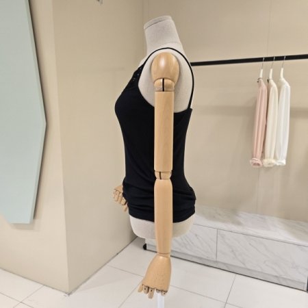 레이스 골지 민소매 티셔츠