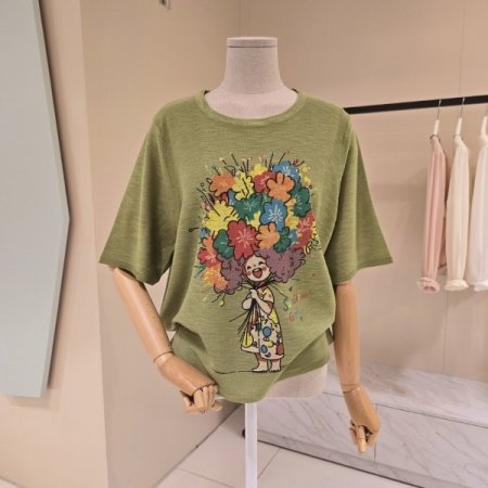 꽃송이 린넨 라운드티셔츠