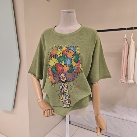 꽃송이 린넨 라운드티셔츠