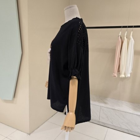 언발기장 로즈리본 라운드티셔츠