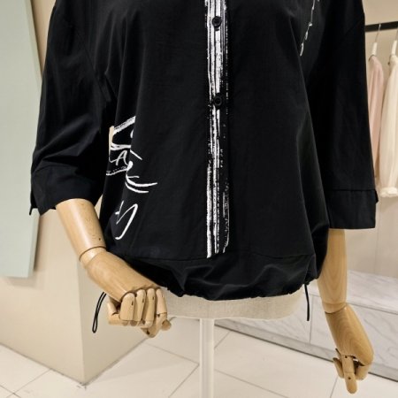 반오픈 스트링 셔츠블라우스