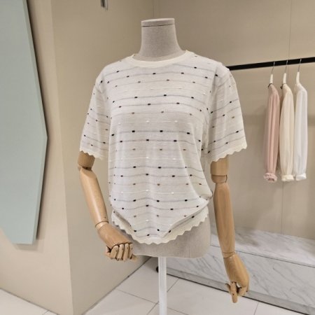 라운드 단가라 패턴 니트