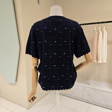 점박이 라운드 니트