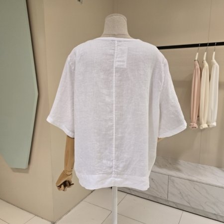 박시핏 포켓 라운드 린넨블라우스