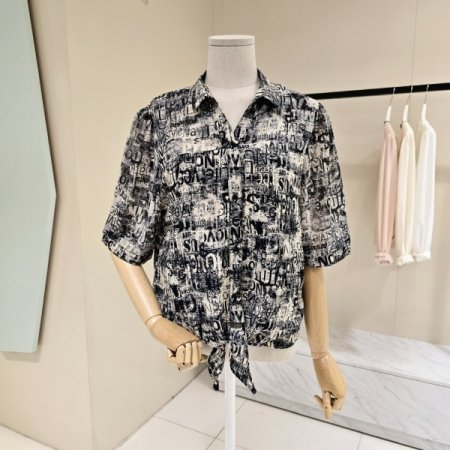 오픈형 프린트 시폰블라우스