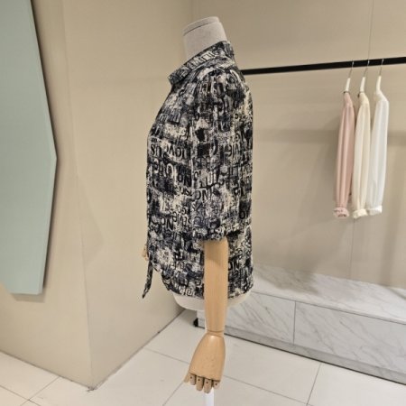 오픈형 프린트 시폰블라우스