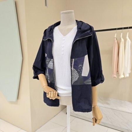 스트링 후드 집업점퍼