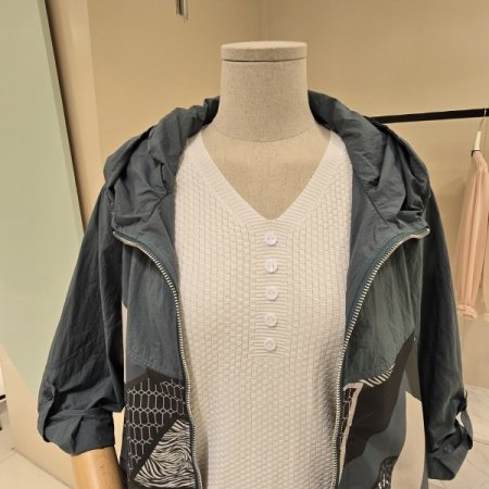 썸머 후드 스트링 집업점퍼