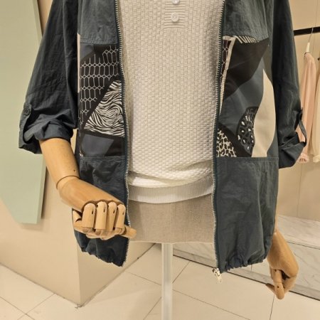 썸머 후드 스트링 집업점퍼