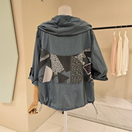 썸머 후드 스트링 집업점퍼