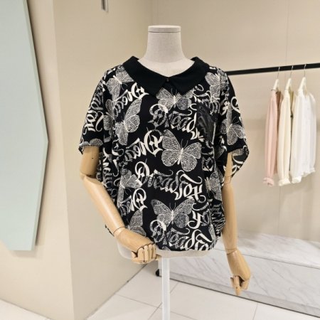 가오리핏 믹스카라 블라우스