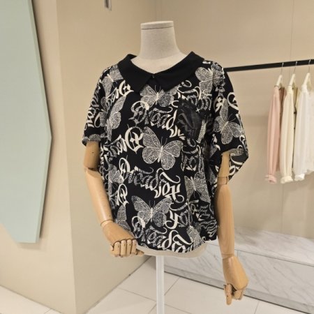 가오리핏 믹스카라 블라우스