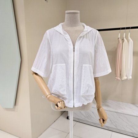 스트링 반팔 후드점퍼