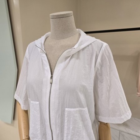 스트링 반팔 후드점퍼