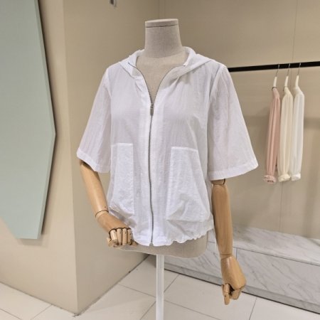 스트링 반팔 후드점퍼