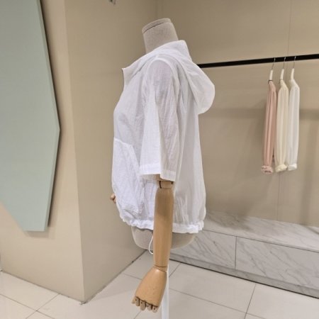 스트링 반팔 후드점퍼