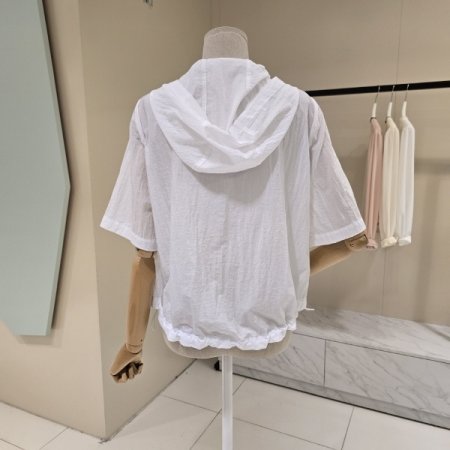 스트링 반팔 후드점퍼