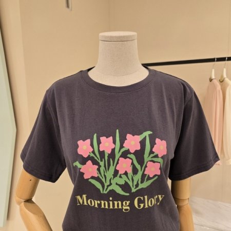 핑크 플라워 라운드 티셔츠