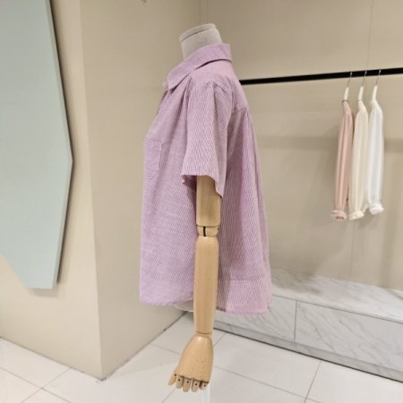 잔줄 셔링 카라블라우스