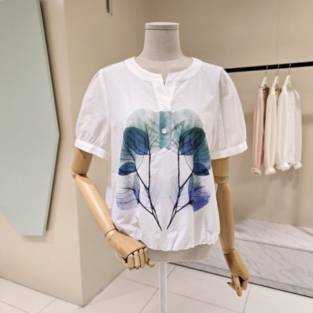 푸르나 밑단주름 블라우스