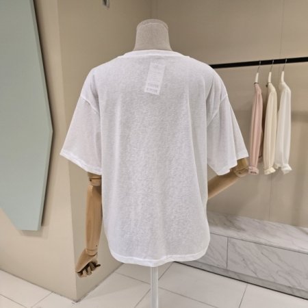 박시핏 꽃비 레터링 라운드티셔츠