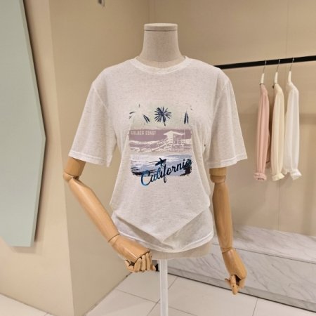 야자수 레터링 린넨 티셔츠