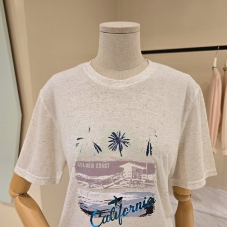 야자수 레터링 린넨 티셔츠