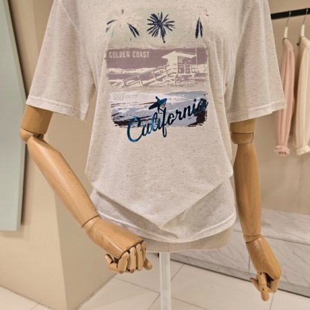 야자수 레터링 린넨 티셔츠