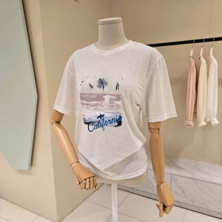 야자수 레터링 린넨 티셔츠