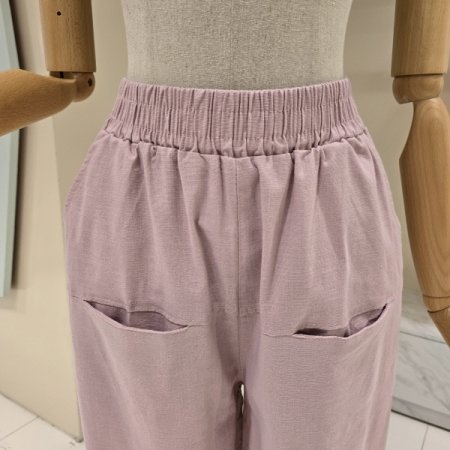 밴딩 입술 배기 핑크팬츠