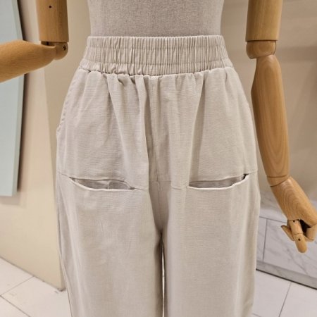 배기핏 허리밴딩 면팬츠