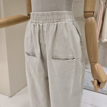 배기핏 허리밴딩 면팬츠