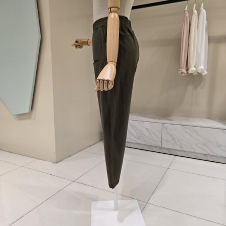 허리밴딩 배기핏 카키팬츠