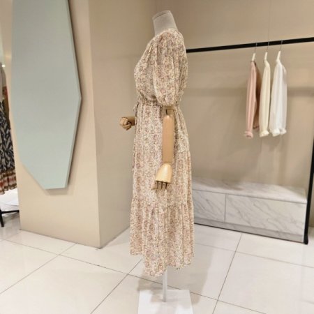 플라워 스트링 브이넥 시폰원피스