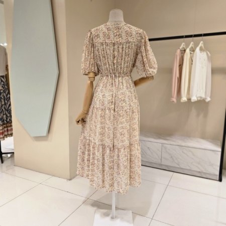 플라워 스트링 브이넥 시폰원피스