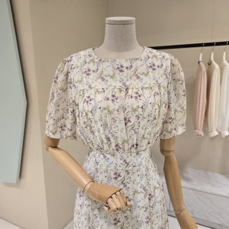 나염 플라워 시폰 원피스