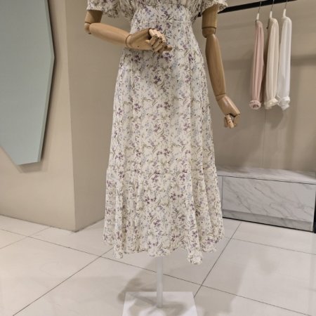 나염 플라워 시폰 원피스