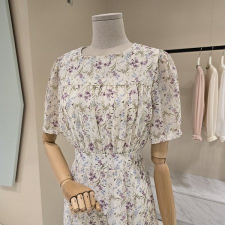 나염 플라워 시폰 원피스