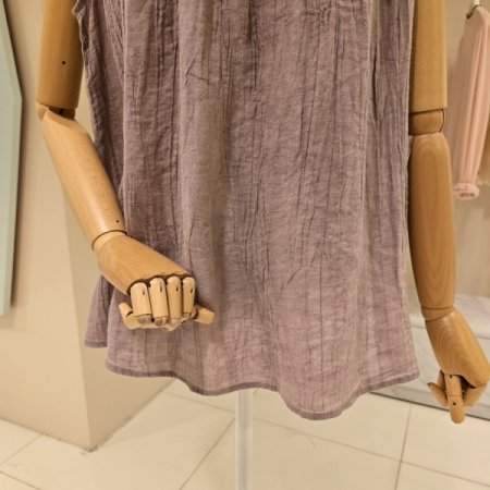 박시핏 주름끈 린넨 민소매블라우스