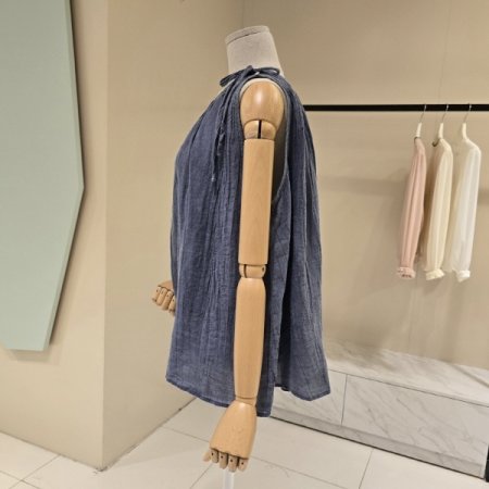 어깨끈 루즈핏 민소매 린넨블라우스