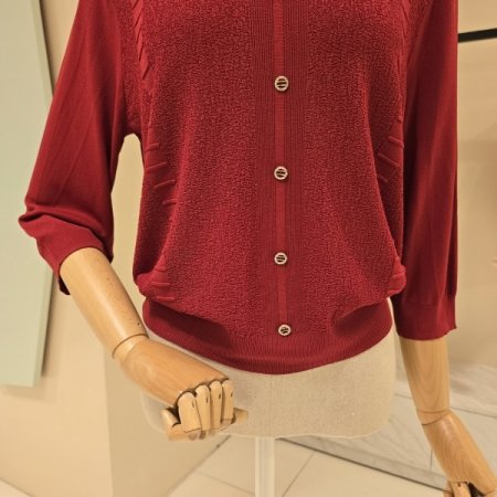 심플 브이넥 7부 니트