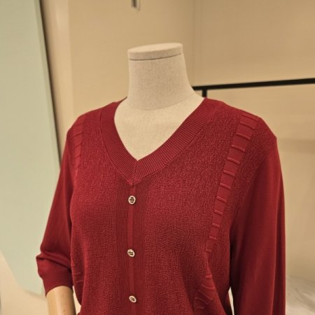 심플 브이넥 7부 니트