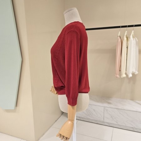 심플 브이넥 7부 니트