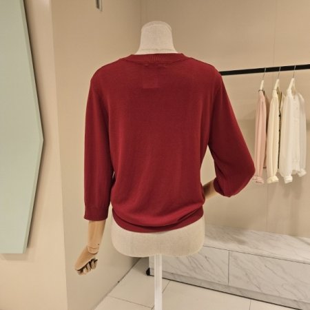 심플 브이넥 7부 니트