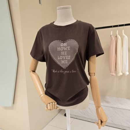 옆주름 러브미 라운드티셔츠