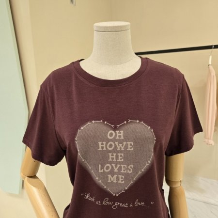 하트 옆주름 라운드티셔츠