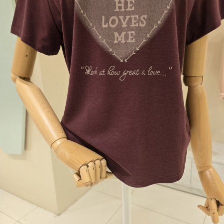 하트 옆주름 라운드티셔츠