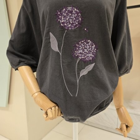 박시핏 수국 린넨티셔츠