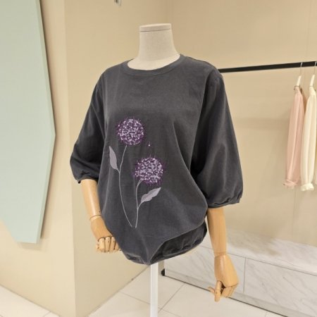 박시핏 수국 린넨티셔츠