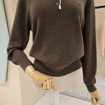 데스틸 심플 라인배색 라운드니트